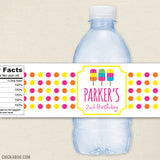 Popsicle Birthday Party Water Labels