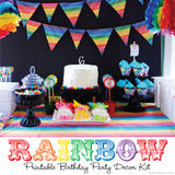 Rainbow Birthday Party Printable Decor Kit (Digital File)