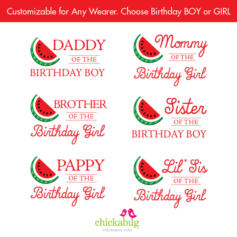 Red Watermelon Birthday Family Iron-On