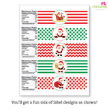 Santa Claus Christmas Water or Soda Labels