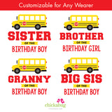 School Bus Birthday Family Iron-On