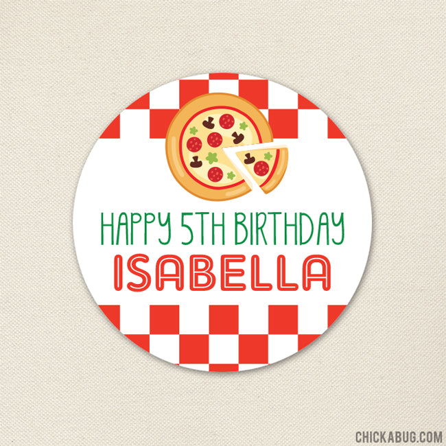 Pizza Birthday Party Stickers – Chickabug