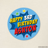 Superhero Birthday Stickers