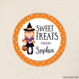 "Sweet Treats" Witch with Pail Halloween Stickers