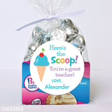 Blue "Here's the Scoop" Teacher Appreciation Stickers