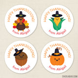 Happy Thanksgiving Friends Stickers - Turkey, Acorn, Pumpkin and Corn