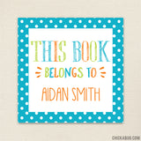 Aqua Blue "This Book Belongs To" Labels