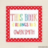 Red "This Book Belongs To" Labels