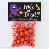 Cute Monster "Trick or Treat" Halloween Paper Tags and Bags