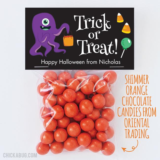 Cute Monster "Trick or Treat" Halloween Paper Tags and Bags