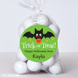 Trick or Treat Bat Halloween Stickers (Green)