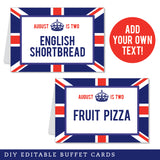 Union Jack Party Table Tent Cards (EDITABLE INSTANT DOWNLOAD)