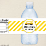 School Bus Birthday Party Water Labels