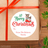 Vintage Reindeer & Santa's Boot Christmas Gift Labels