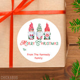 Watercolor Gnomes Christmas Gift Labels