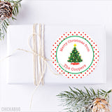 Vintage Christmas Tree Polka Dotted Gift Labels