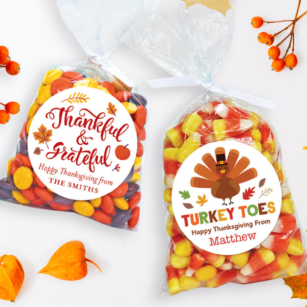 Happy Thanksgiving Friends Stickers - Turkey, Acorn, Pumpkin and Corn –  Chickabug