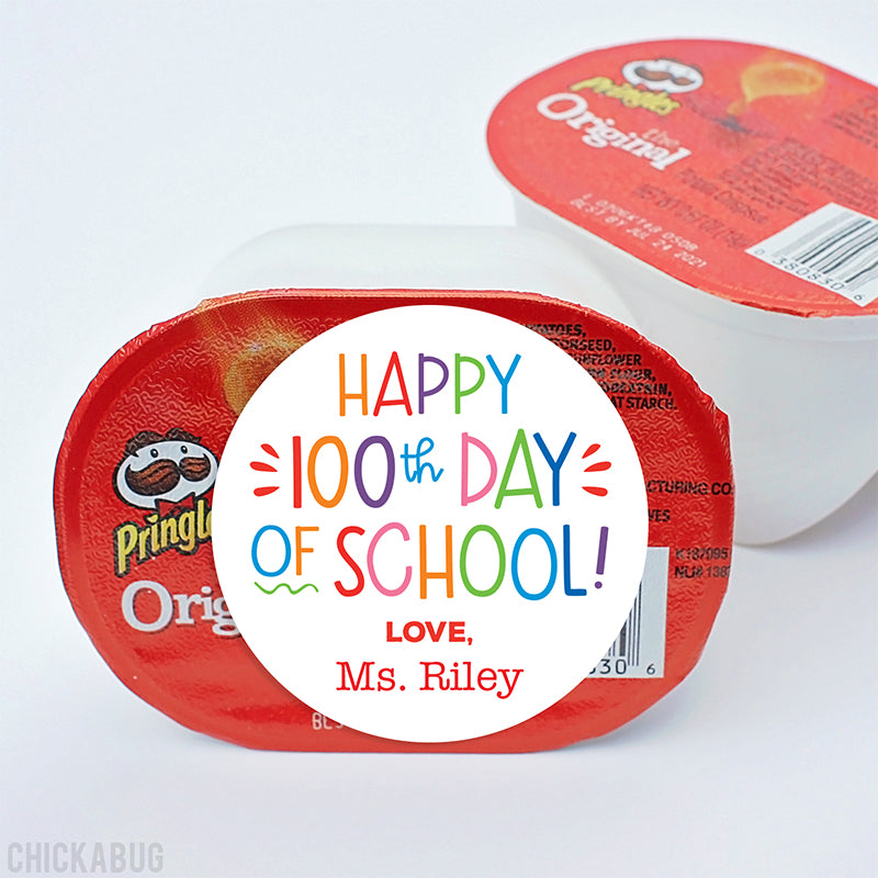 Colorful "Happy 100th Day of School" Labels