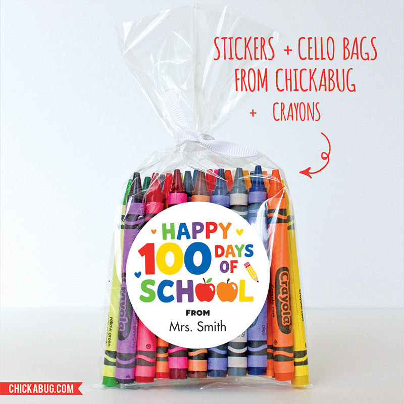 Rainbow "Happy 100 Days of School" Labels
