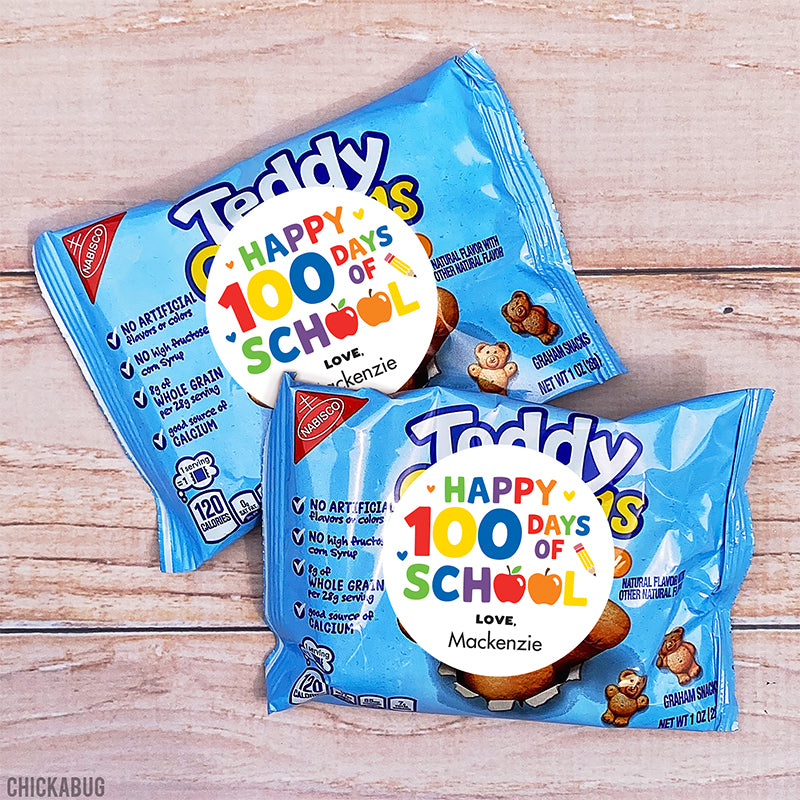 Rainbow "Happy 100 Days of School" Labels