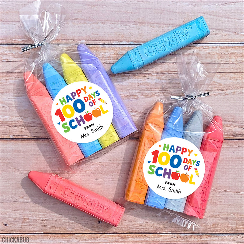 Rainbow "Happy 100 Days of School" Labels