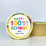 Pink & Rainbow "Happy 100 Days of School" Labels