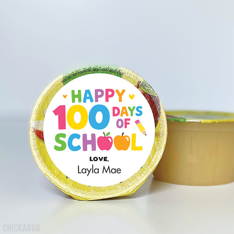 Pink & Rainbow "Happy 100 Days of School" Labels
