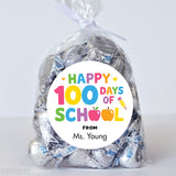 Pink & Rainbow "Happy 100 Days of School" Labels