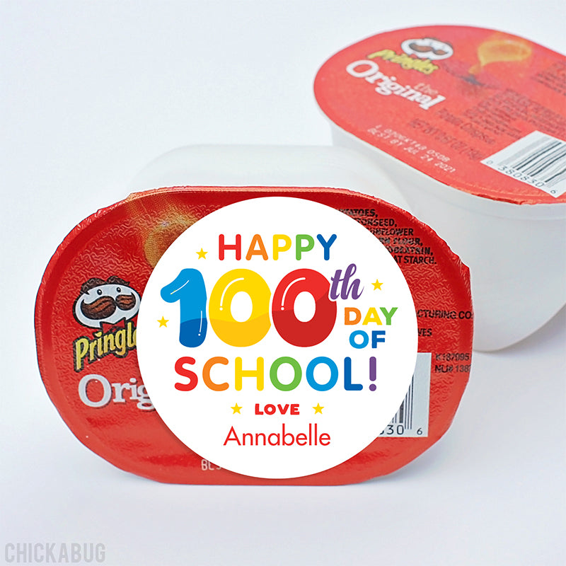Rainbow "Happy 100th Day of School" Labels