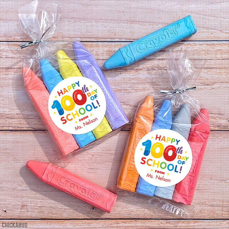 Rainbow "Happy 100th Day of School" Labels