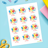 Rainbow "Happy 100th Day of School" Labels