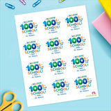 Blue "Happy 100th Day of School" Labels