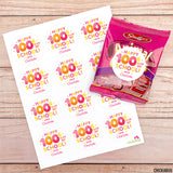 Pink "Happy 100th Day of School" Labels
