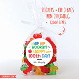 Rainbow "Hip Hip Hooray" 100th Day of School Labels