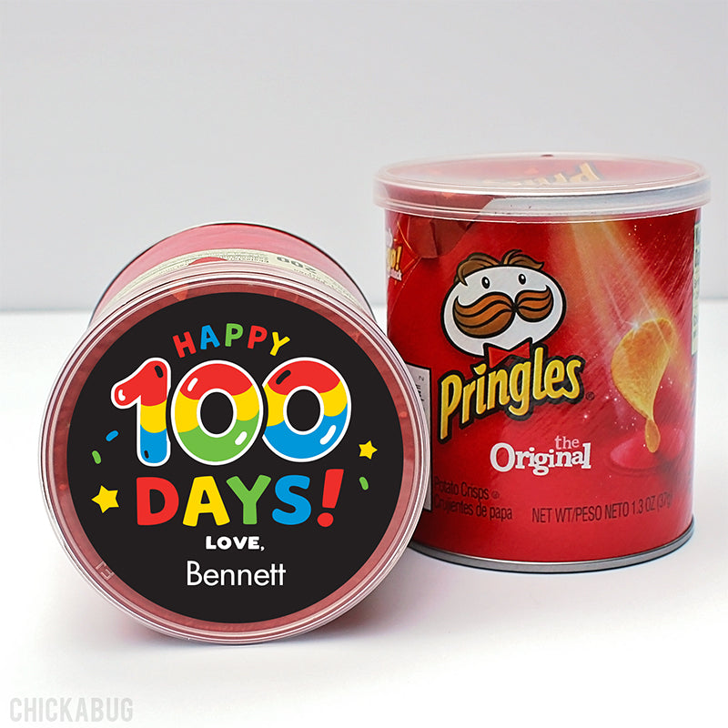 Black "Happy 100 Days" 100th Day of School Labels