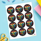 Black "Happy 100 Days" 100th Day of School Labels