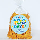 Blue "Happy 100 Days" 100th Day of School Labels