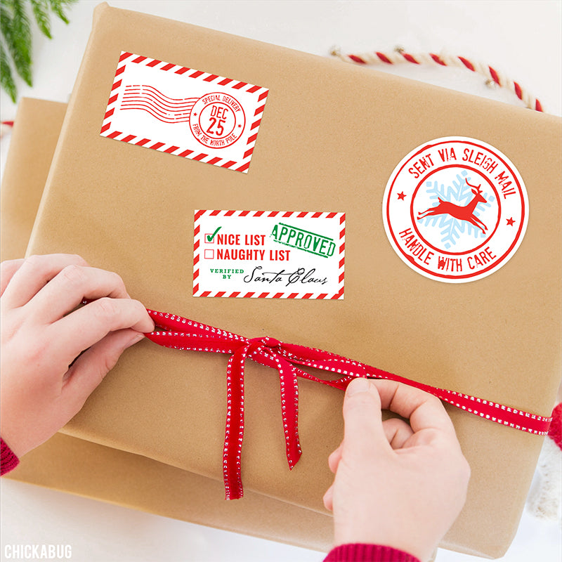 Santa's Sleigh Mail Gift Stickers - Pack of 24