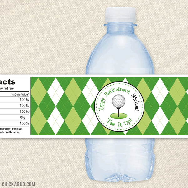 Golf Retirement Party Water Bottle Labels