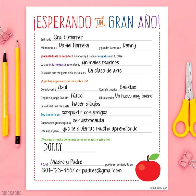 GRATIS Carta de regreso a clases al maestro (INSTANT DOWNLOAD)