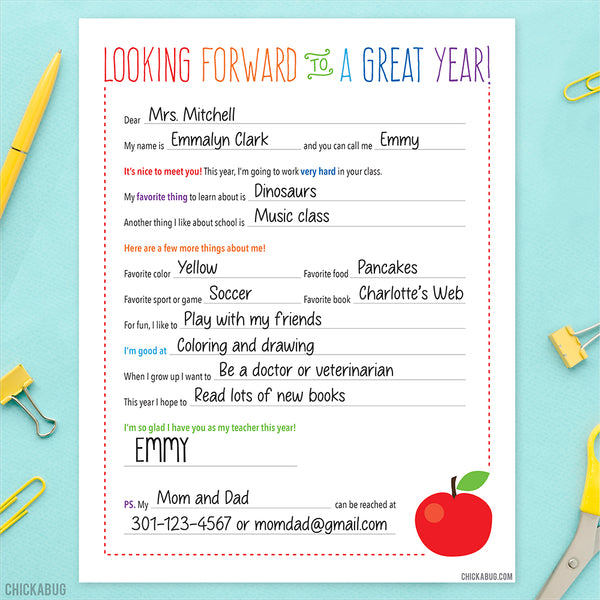 Free Printable Back to School Letter to the Teacher (INSTANT DOWNLOAD)