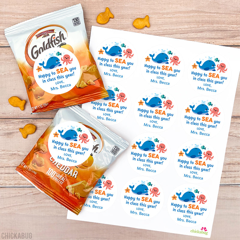 "Happy to SEA You" Back to School Stickers