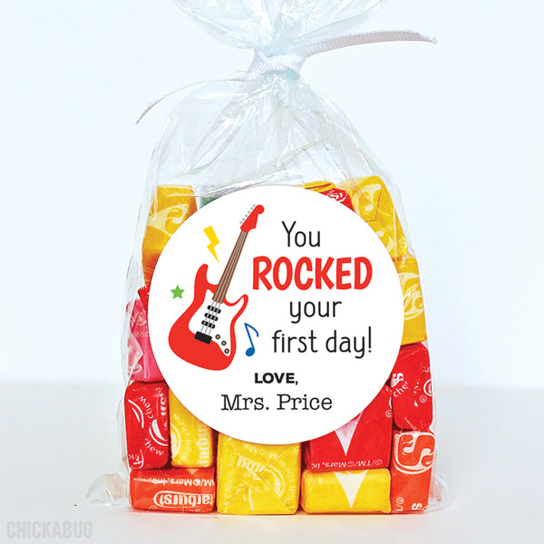 "You ROCKED Your First Day" Back to School Stickers