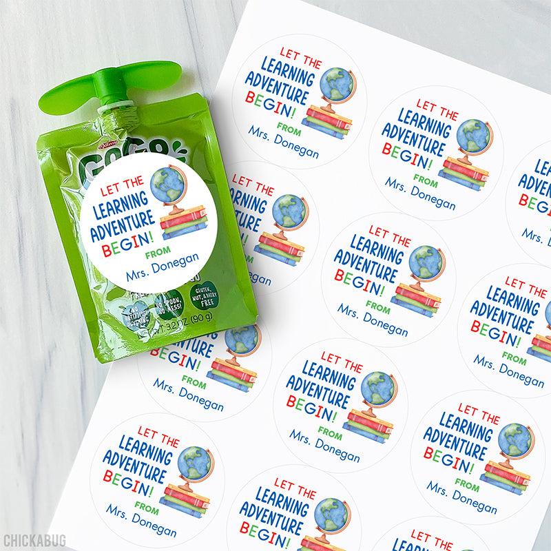 "Learning Adventure" Globe Back to School Stickers