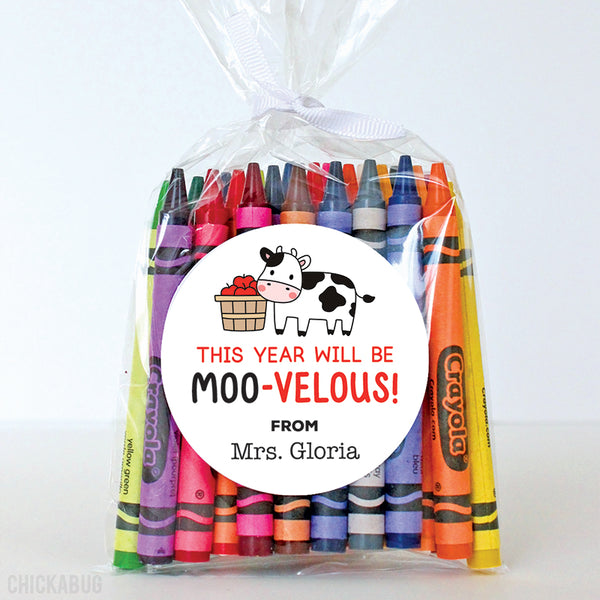 "Moo-velous" Back to School Stickers