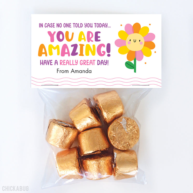 "You Are Amazing!" Flower Everyday Gift Paper Tags and Bags