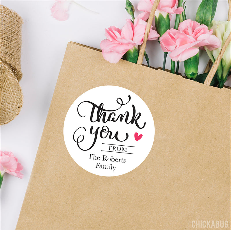 Black Calligraphy "Thank You" Stickers
