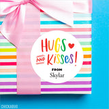 "Hugs and Kisses" Colorful Stickers