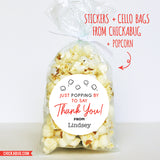 Popcorn "Just Popping By To Say Thank You" Stickers