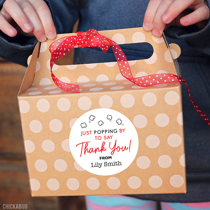 Popcorn "Just Popping By To Say Thank You" Stickers